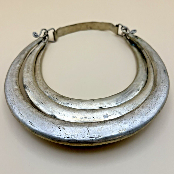 Vintage Miao Chinese Minority Hill Tribe Silver Tone 3 Tier Zodiac Necklace - Picture 5 of 5